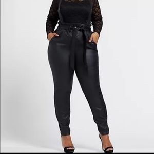 Fashion To Figure High Rise Faux Leather Paperbag Waist Pants